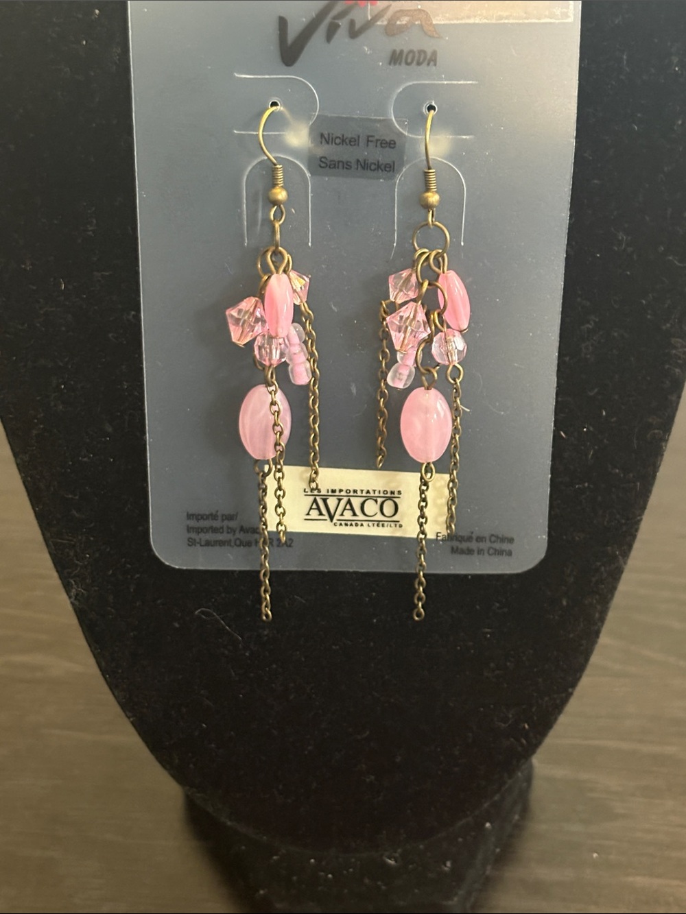 Pink Dangle Chain Earrings